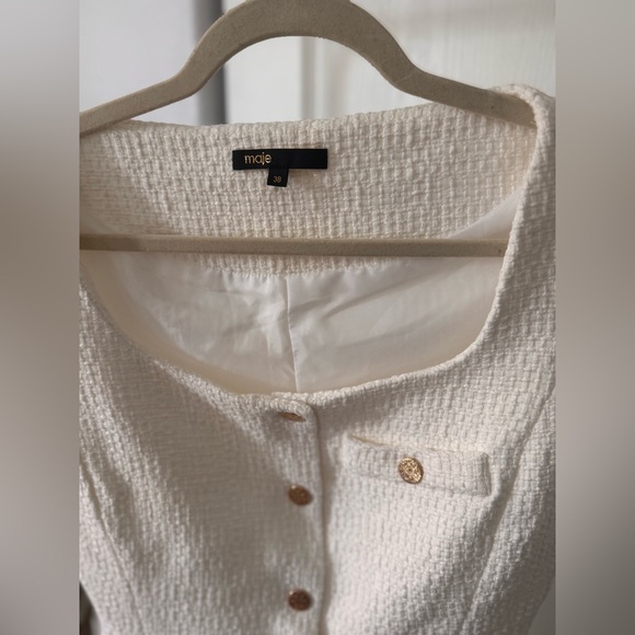 Maje Short Tweed White Dress Brand New Without Tags Size 38 - Picture 3 of 6
